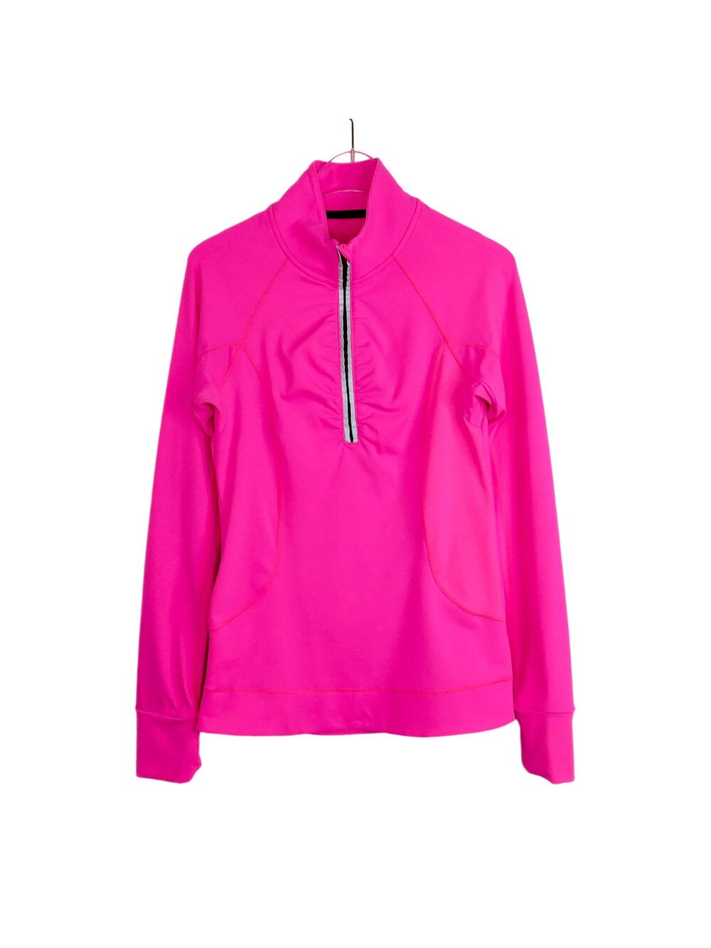 Victoria's Secret Hot Pink Bright Neon Athletic Long Sleeve Half Zip Shirt XS
